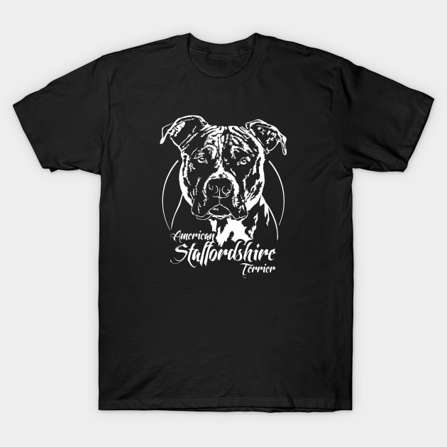 American Staffordshire Terrier dog Portrait T-Shirt by wilsigns